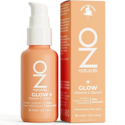 OZNaturals Glow Vitamin C Serum for Face - Brightening Anti Aging Serum with Hyaluronic Acid, Green Tea, and Vitamin E - Targets Age Spots - 1 oz