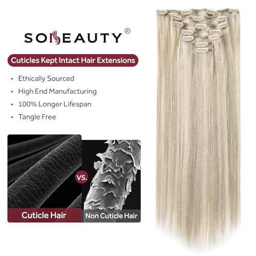 Clip in Hair Extensions Real Human Hair, Remy Hair Extensions Clip In Human Hair Thick and Silky, Ash Blonde Highlighted Platinum Blonde #P17A/60A 24Inch 120G 7PCS
