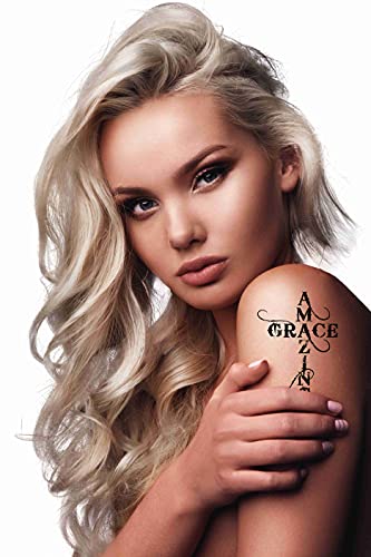 6 Sheets Temporary Tattoos Cross Grace Design – Waterproof