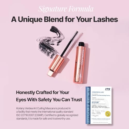 Verdea Art Volume Waterproof Mascara ? K-Beauty, Long-Lasting, Smudge-Proof Korean Formula for Voluminous, Curled Lashes ? Clump-Free, Lightweight & Buildable ? 0.26 fl oz