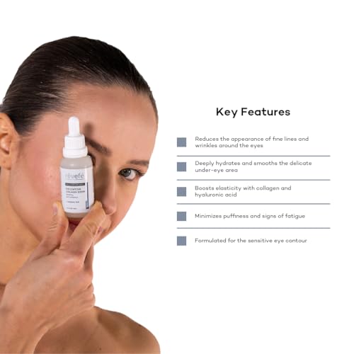 Hydrolyzed Collagen, Hyaluronic Acid Hydrating Complex Eye Contour Serum, Treatment for Dark Circles, Puffy Eyes, Wrinkles, Under Eye Bags, Fine Lines, Anti-Aging Renewal Effective Formula