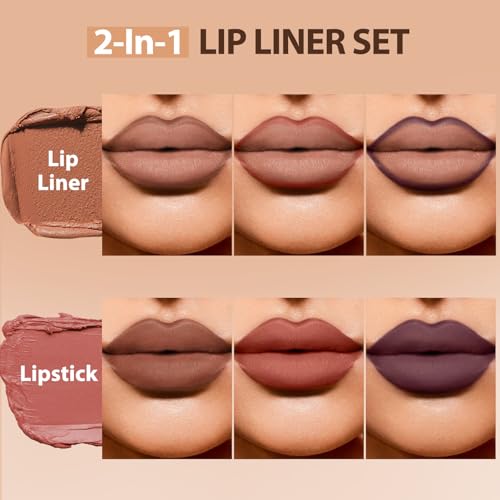 2-in-1 Lip Liner & Lipstick Set - Waterproof Matte