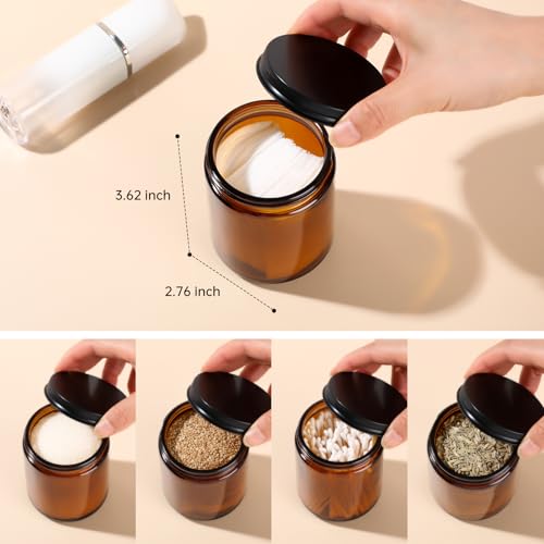 8oz Amber Glass Jars with Lids (3 Pack) - Airtight Candle & Cosmetic Containers