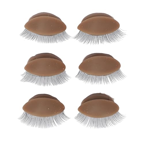 3 Pairs Silicone Eyelid Practice Heads with Double Lashes