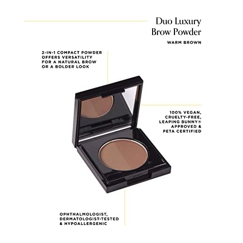 Arches & Halos Brow Shaping Set - Dual Ended Brush With Luxury Brow Powder In Warm Brown - Define, Brush And Blend Brows - Easily Fill, Sculpt Full Eyebrows - Vegan, Cruelty Free Makeup - 2 Pc