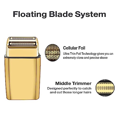 Replacement Foil and Cutters Compatible with BaBylissPRO Double Foil Shaver, Replacement Foil Compatible with BaBylissPRO FXFS2 Shaver, 4 counts (Gold)