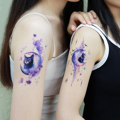 Watercolor Temporary Tattoos for Women - 8 Sheets