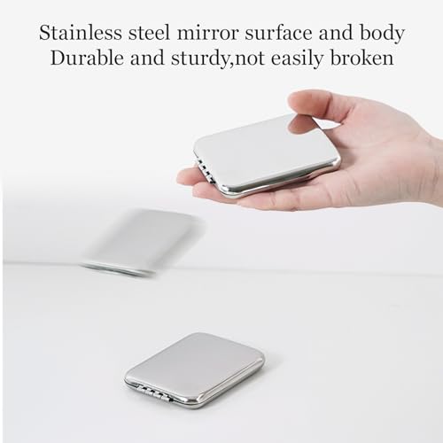 Compact 2-Sided Folding Travel Makeup Mirror with Magnetic Closure