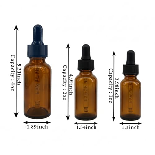 2oz Amber Glass Dropper Bottles with Scale - 20 Pack