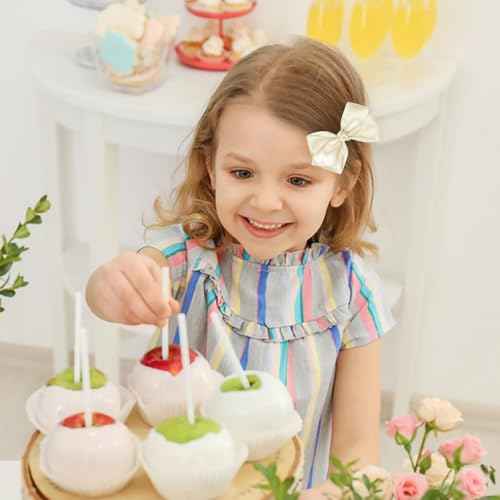 Set of 2 Delicate 3-Inch Satin Bow Hair Clips for Little Girls - Elegant Ivory Hue(Beige)