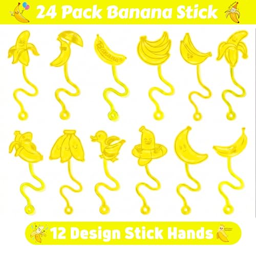 48Pc Banana Party Favors Set - Sticky Hands & Tattoos