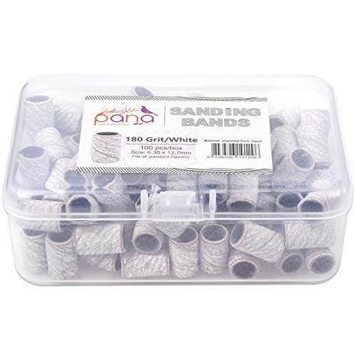 100 Pieces Large Nail Sanding Bands Professional Nail Manicure Great Fit for Nail Drill Bits for Acrylic Nails (180 Grit, Zebra)