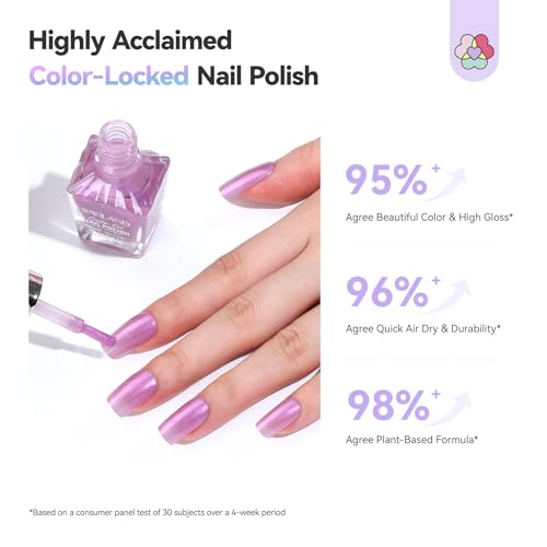 SAVILAND Pearl Aurora Nail Polish Set 6 Colors 0.34 Fl Oz Each - A5-Pearl Shell