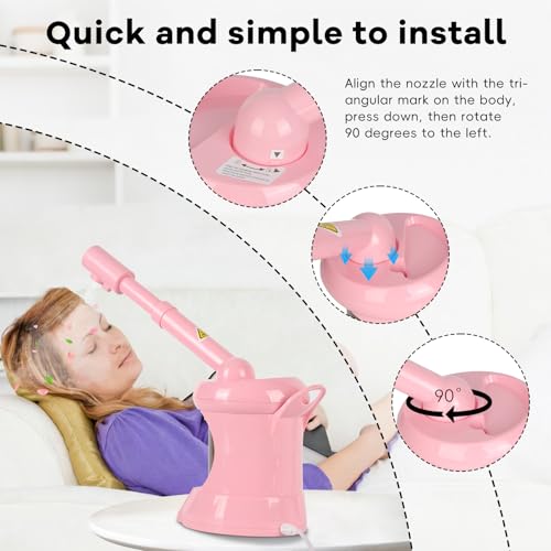 Facial Steamer Professional - Nano Ionic Face Steamer with Extendable Arm, 360¡ÆRotating Nozzle Face Steamer for Facial Deep Cleaning, Steamer for Facial for Personal Care at Home or Salon£¨Pink£©
