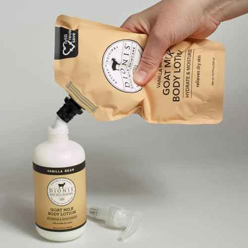Dionis Goat Milk Skincare Scented Body Lotion and Refill Pouch Gift Set, Cruelty Free Clean & Dermatologist Tested for Dry Skin, Hydrating & Deeply Moisturizing Rich in Vitamins, Vanilla Bean