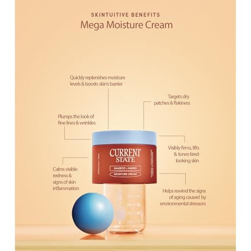 CURRENT STATE Bamboo + Amino Mega Moisturizer Face Cream - Deeply Nourishing Barrier Cream for Dry, Flaky Skin- Ultimate Replenishing Face Moisturizer with Superior Plant Oils, 1.7 oz.