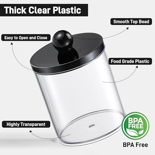 4 Pack Acrylic Q-Tip Holder Dispenser with Labels