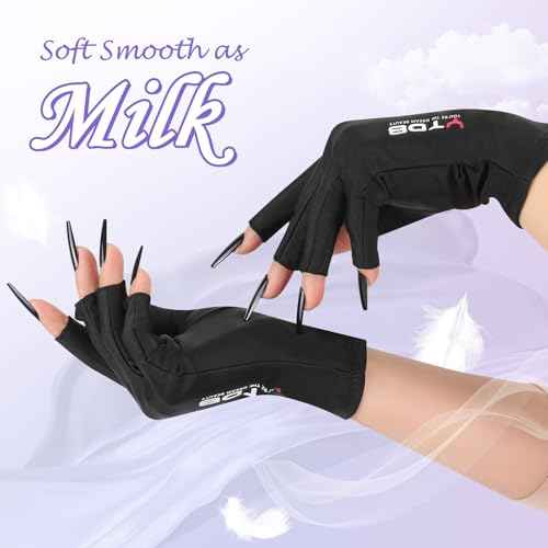 Fingerless Gloves, UV Protection Gloves for Women, Ideal for Gel Manicures and UV Light for Nails, Lightweight and Stretchy Fabric