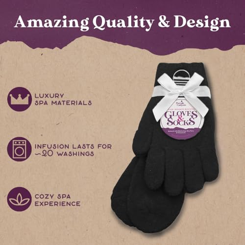 Black Fuzzy Socks and Gloves Set with Aloe & Vitamin E
