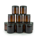 16oz Amber Glass Jars with Black Lids - 12 Pack