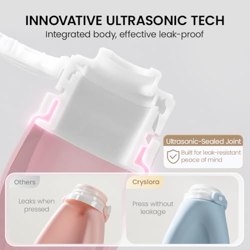 Cryslora Silicone Travel Bottle Set TSA Approved - Blue, Yellow, Pink