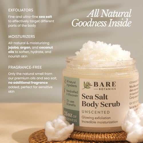 Bare Botanics 24oz Sea Salt Body Scrub - Natural Exfoliator