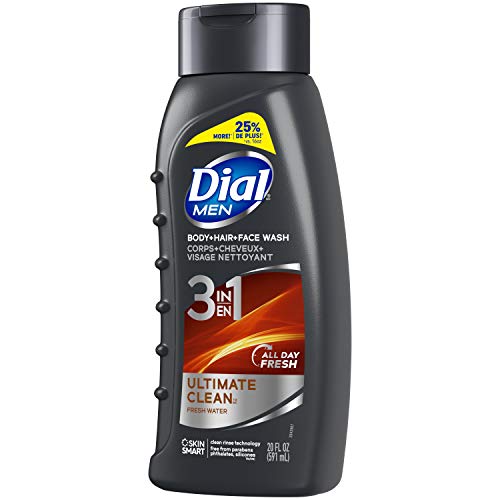 Dial Men 3in1 Body, Hair and Face Wash, Ultimate Clean, 20 fl oz , 4 Count (Pack of 1)