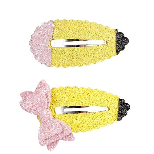 Bow Hair Clips Back to School Hair Bows for Girls Cute Yellow Pencil Clips Hair Bow Barrette Ribbon Snap Hairpin Handmade Graduation Season Decor Hair Accessories for Students Hair Accessories 2Pcs