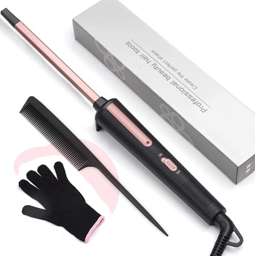 UNOBEY 3/8 Inch Thin Curling Wand, Small Square Ceramic Iron for Tight Curls