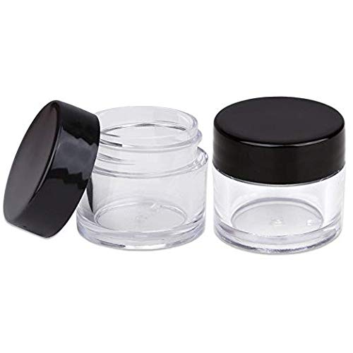 Beauticom High-Graded Quality 7 Grams/7 ML (Quantity: 24 Packs) Thick Wall Clear Plastic LEAK-PROOF Jars Container with Black Lids for Cosmetic, Lip Balm, Lip Gloss, Creams, Lotions, Liquids