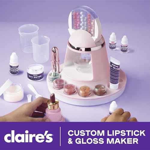 Claire's DIY Lipstick & Lip Gloss Making Kit ? 97-Piece Makeup Craft Kit| Kids Arts & Crafts Activity Set| Handmade Moisterizing Lip Glaze| Beauty & Cosmetic Products| Girls Science Toy Gift| Ages 8+