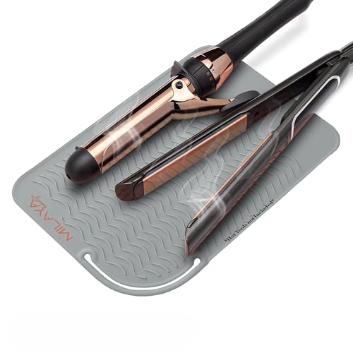 Vanity Accessories Heat Resistant Mat ? Silicone Flat Iron & Curling Iron Holder, Non-Slip Vanity Mat & Hot Tool Mat for Home, Salon, or Travel Use