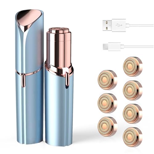 Rechargeable Facial Razor for Women with 7 Replacement Heads