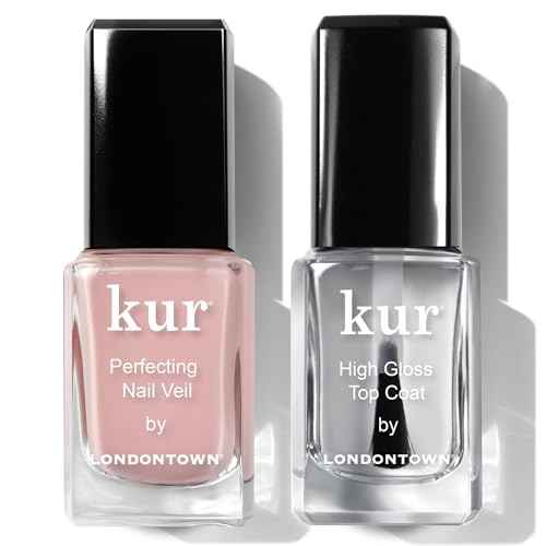 LONDONTOWN Tint & Shine Set - Perfecting Nail Veil #4, Dusty Rose Pink, with High Gloss Top Coat Nail Polish Manicure Set, 0.40fl oz