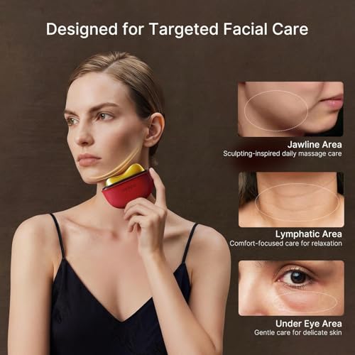 ZDEER Electric Gua Sha Facial Care Set ? Heated Brass Face & Neck Massager with Red Light Therapy & Soothing Vibration, Includes 2 ¡¿ 10ml Massage Oils for Face & Body Care