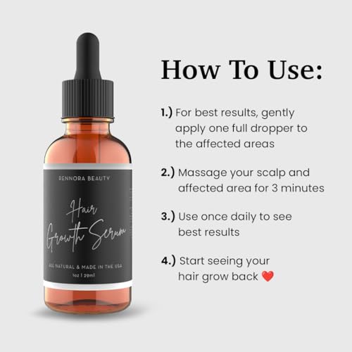 Rennora Hair Growth Serum 1 Fl Oz (Pack of 2) - Peppermint, Nettle & Rosemary Oil for Black Hair Growth