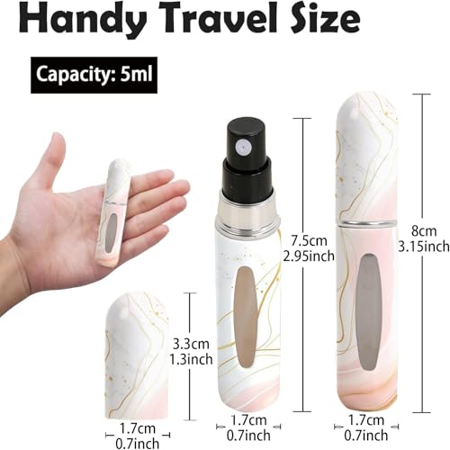 Refillable Perfume Spray Bottles - 2 Pack Portable 5ml Travel Perfume Containers - White and Pink