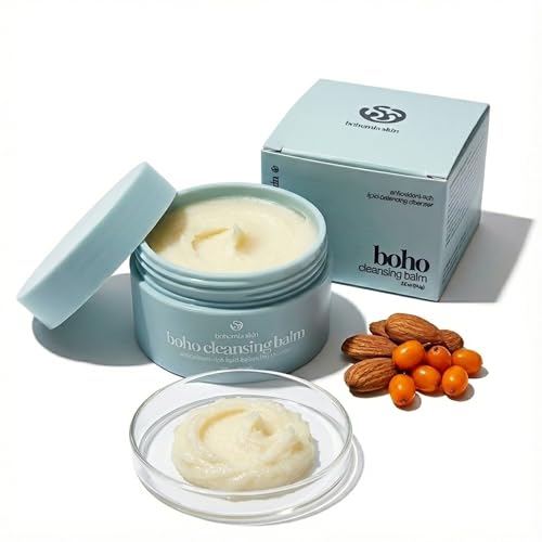 Boho Cleansing Balm ? Manuka Honey & Sea Buckthorn ? Hydrating Makeup Remover & Double Cleanse for Sensitive Skin ? Melts Waterproof Mascara & SPF ? Barrier Support Face Wash (2oz)