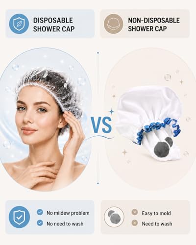 Auban 50 PCS Disposable Shower Caps 19.3" Elastic Waterproof