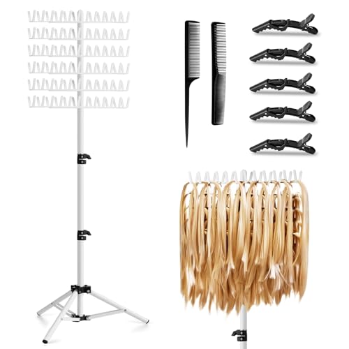 JANMPASK Braiding Hair Rack Height Adjustable 144 Pegs Braiding Rack Hair Extension Holder with Hair Braid Tools,Easy to Assemble