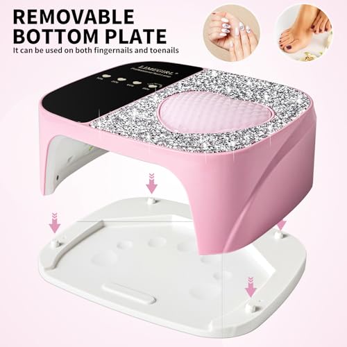 LIMEGIRL Pink UV LED Nail Lamp Kit for Gel Polish, Rechargeable & Fast Curing
