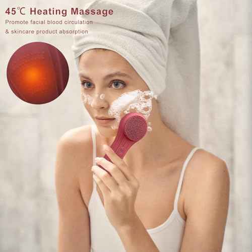 Silicone Face Scrubber Exfoliator, Silicone Face Wash Brush for Men & Women, Ipx7 Waterproof Rechargeable Facial Cleaner for Deep Cleansing, Exfoliating, Massage Face Scrubber