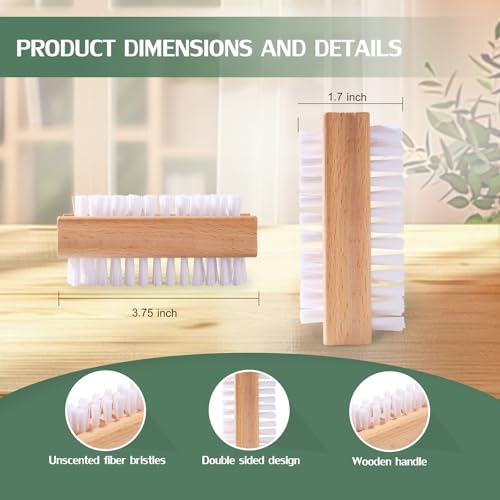 4-Piece Wooden Nail Brush Set with Stiff Bristles for Cleaning