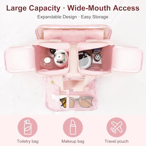 Travel Makeup Bag with Hanging Hook, Water-Resistant Toiletry Organizer