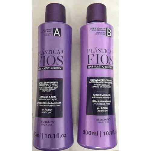 Plastica Dos Fios Home Care Kit- Maintenance Set Shampoo and Conditioner Hair Smoothing For All Hair Types, (2x300ml) Keratin Hair
