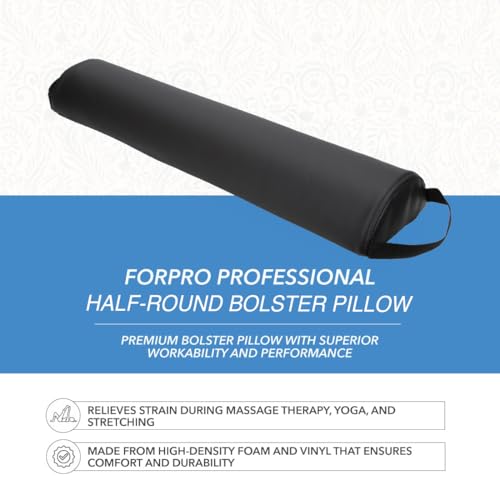 ForPro Half Round Massage Table Bolster Pillow, 26" L x 6" W 3" H,