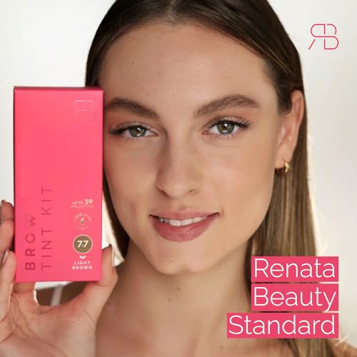 RB RENATA BEAUTY Brow Tint Kit – Eyebrow Tint Set – Dye Kit with Color Tint, Cream Developer and Styling Brush – Long-Lasting Effect Up to 4 Weeks – 30 Applications [Light Brown]