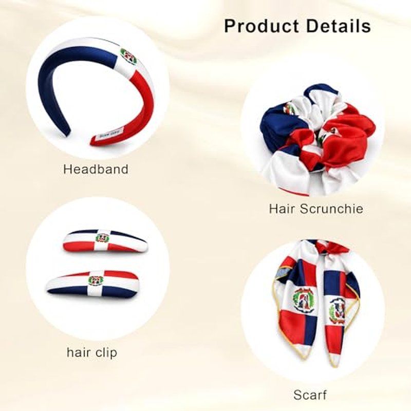 Dominican Republic Flag Hair Accessory Set 4-Piece