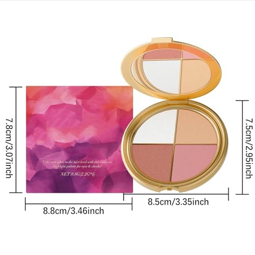 Domality 4-in-1 Eye & Cheek Makeup Palette with Highlighter & Contour