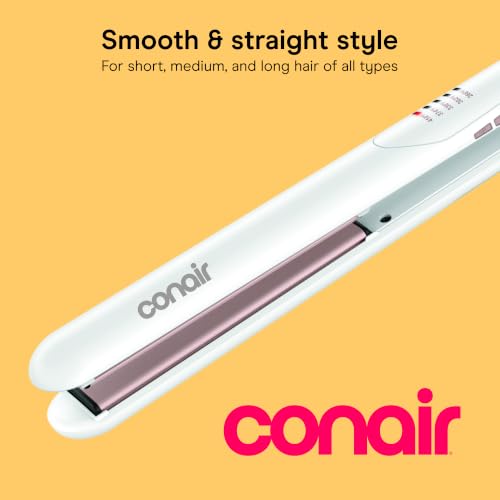 Conair 1-Inch Double Ceramic Flat Iron Hair Straightener with Extra-Long Plates